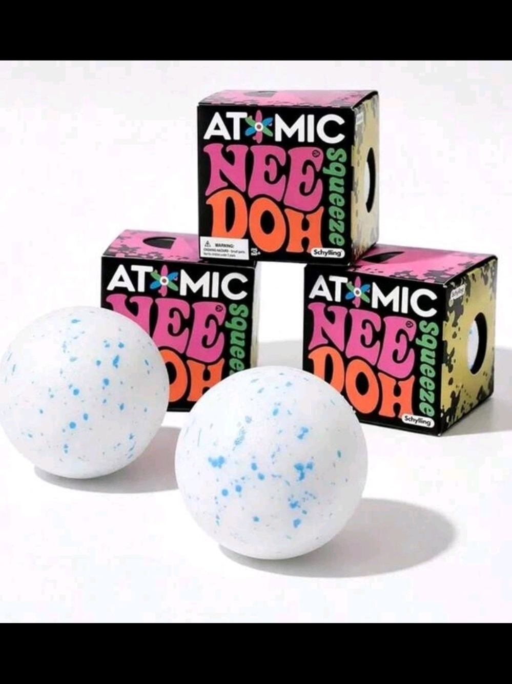 Atomic NeeDoh Squeeze Ball - White with Blue Speckles Snowball